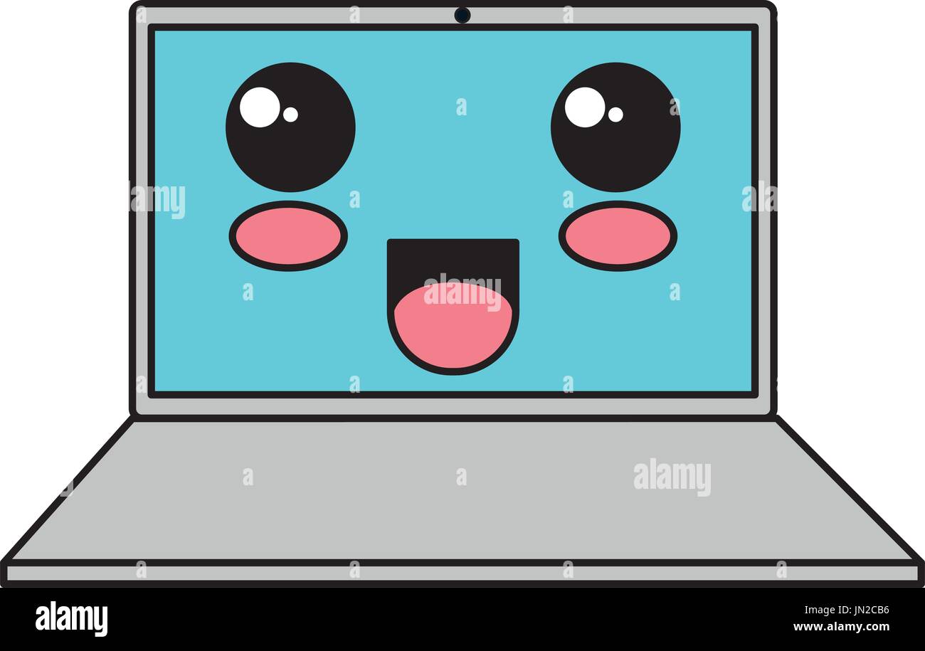 laptop computer kawaii character vector illustration design Stock