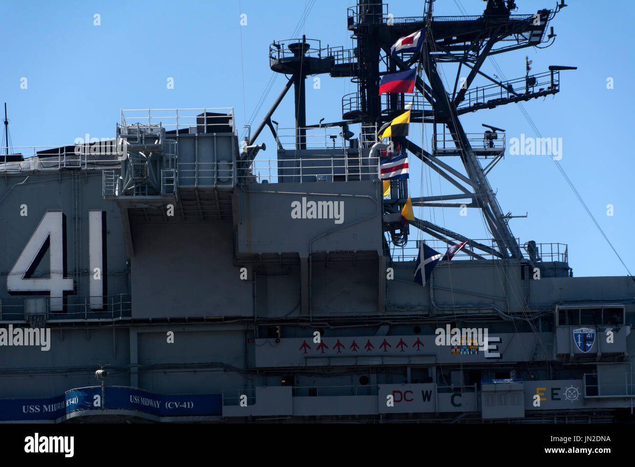 The bridge of the USS Midway in San Diego harbour Stock Photo Alamy