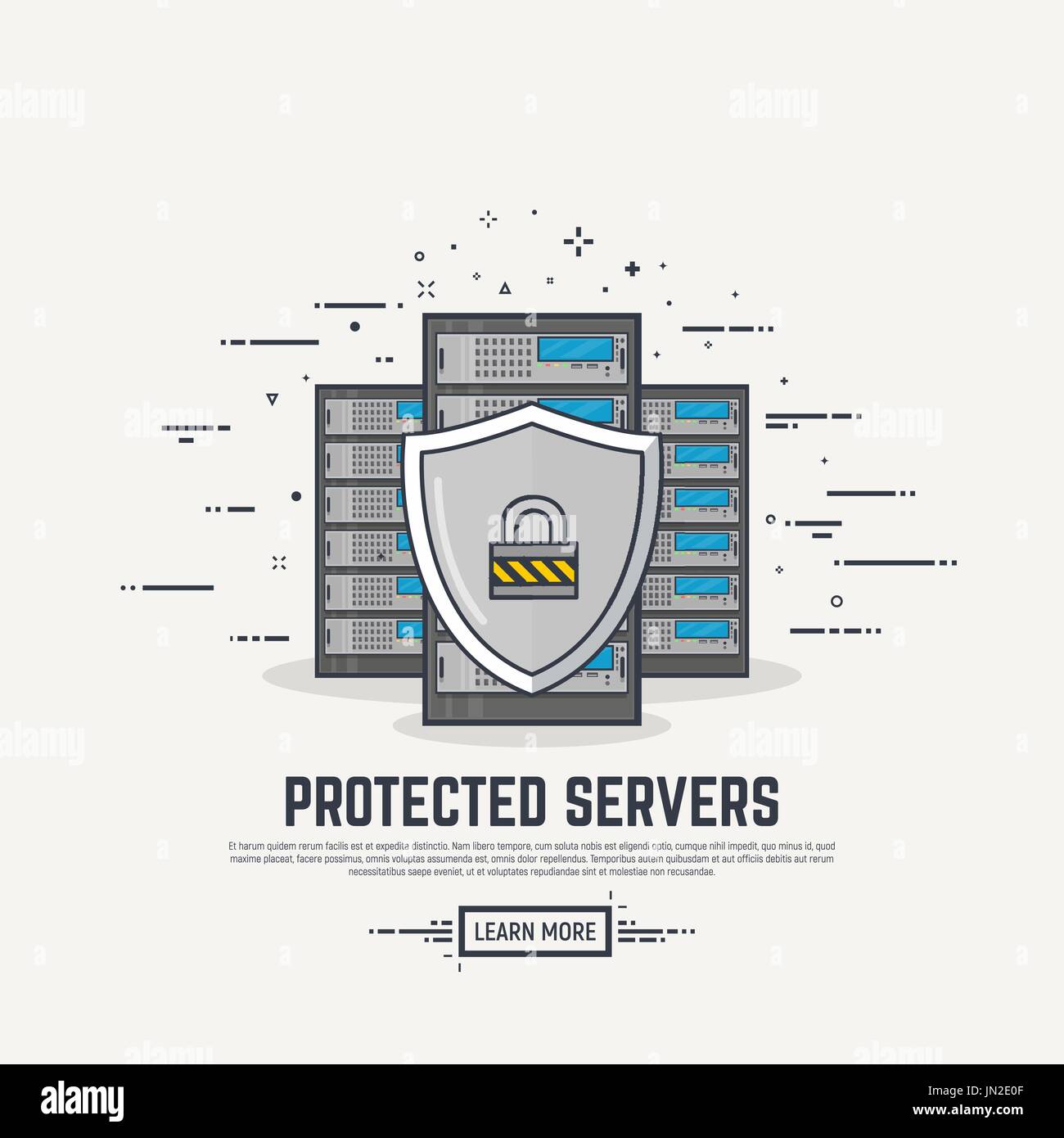 Server protection line illustration Stock Vector