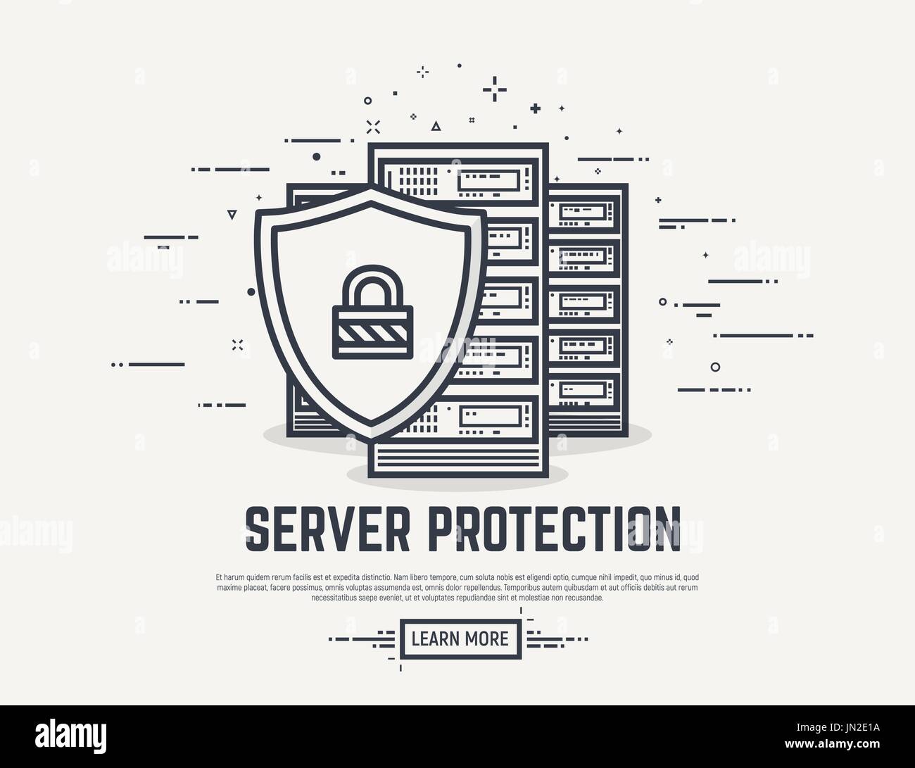 Server security line illustration Stock Vector