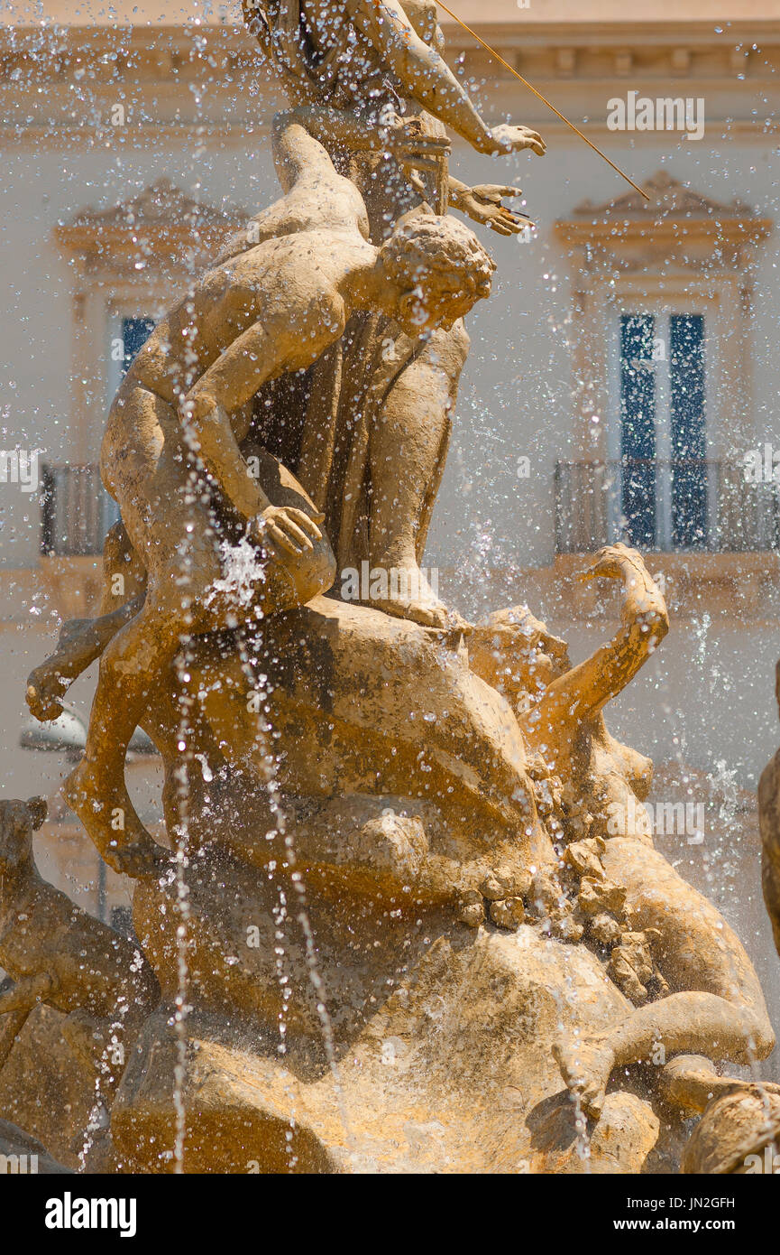 Syracuse Sicily fountain, the famous Fountain of Artemis in the