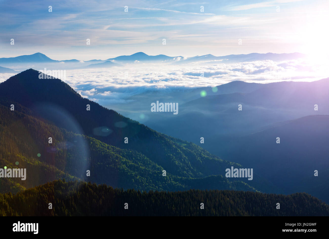Magnificent view of the Carpathian Mountains in the morning Stock Photo ...