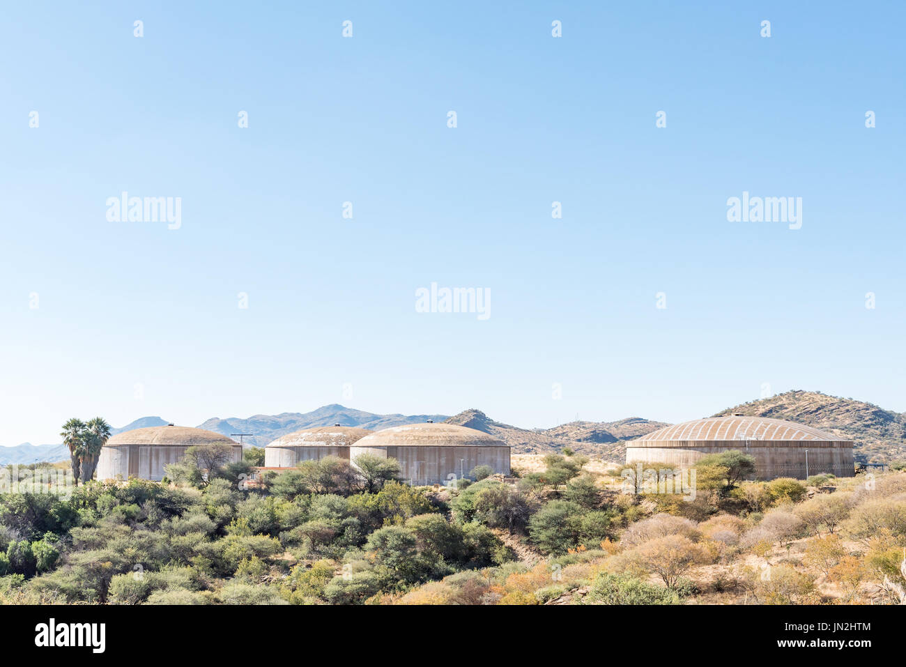 Water reservoirs in the centre of Windhoek, the capital city of Namibia Stock Photo