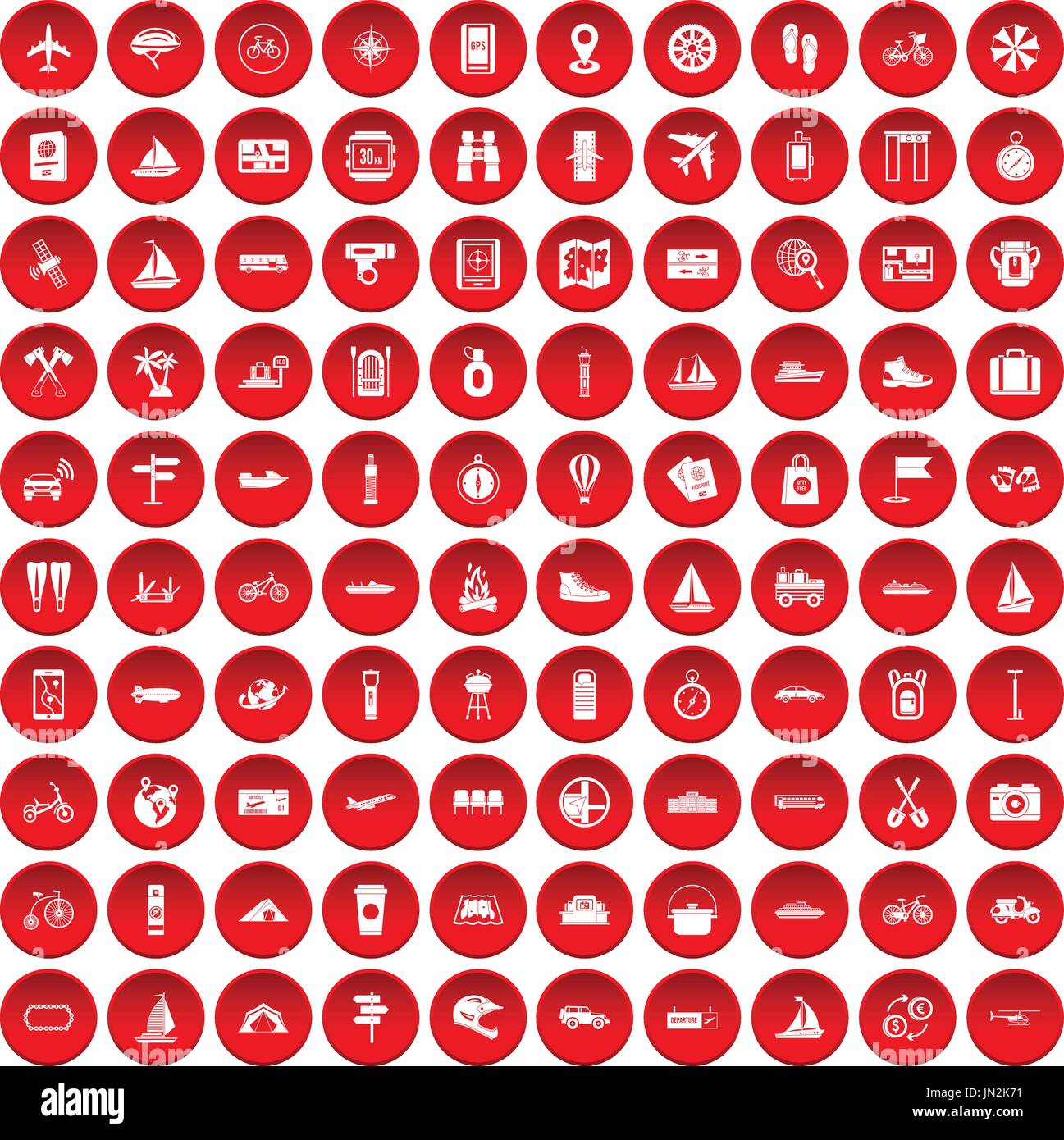 100 voyage icons set red Stock Vector Image & Art - Alamy