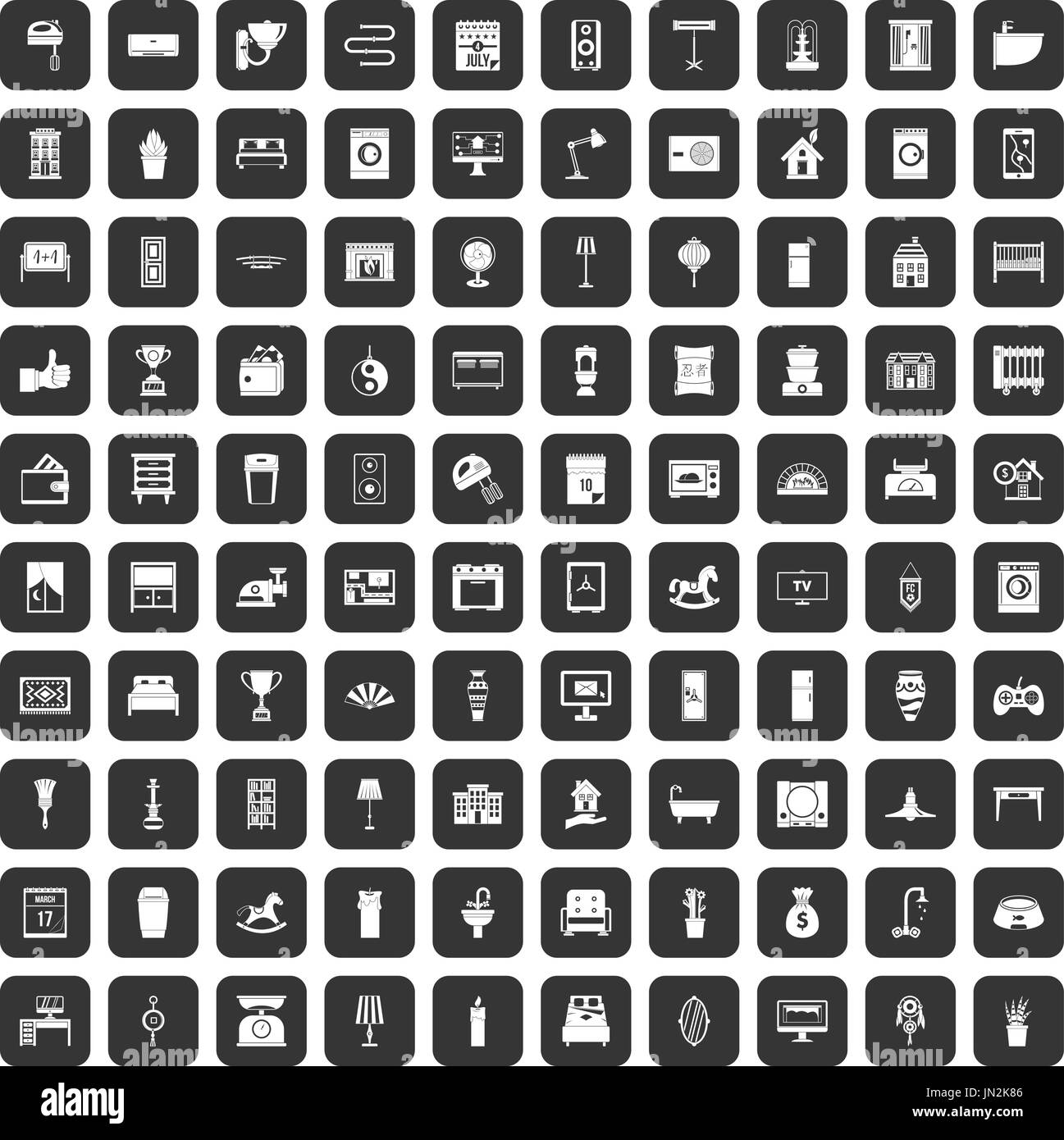 100 interior icons set black Stock Vector Image & Art - Alamy