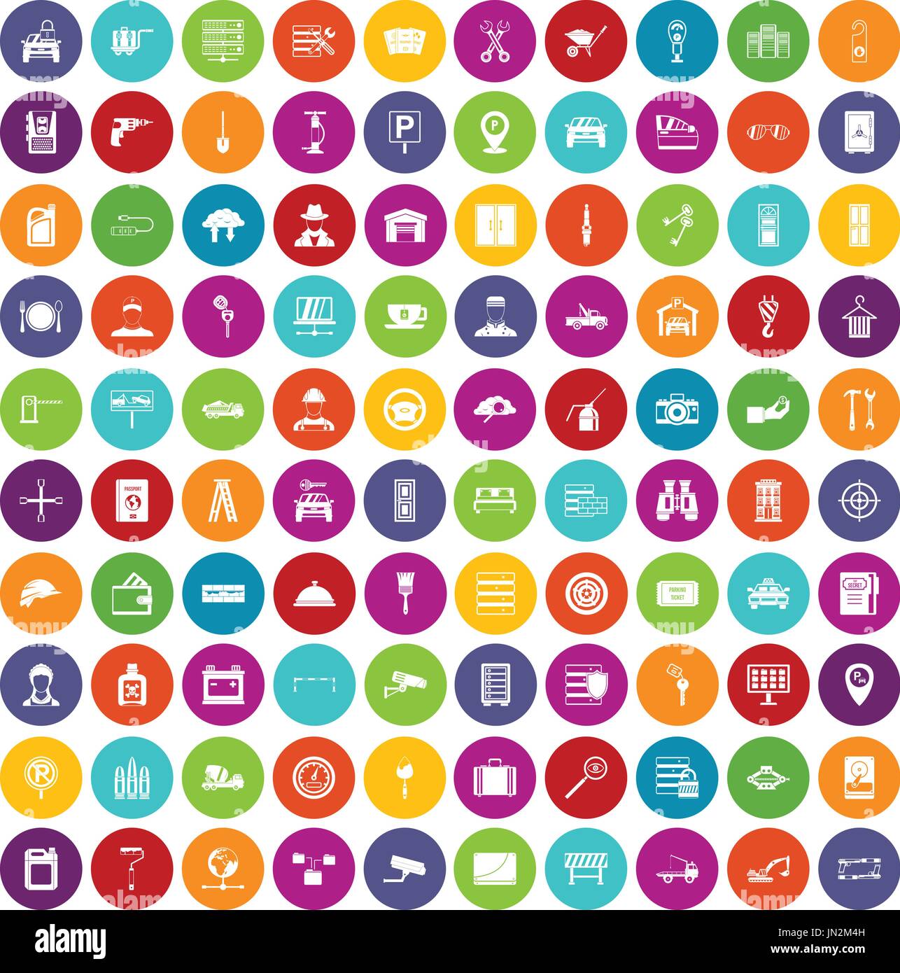 100 keys icons set color Stock Vector