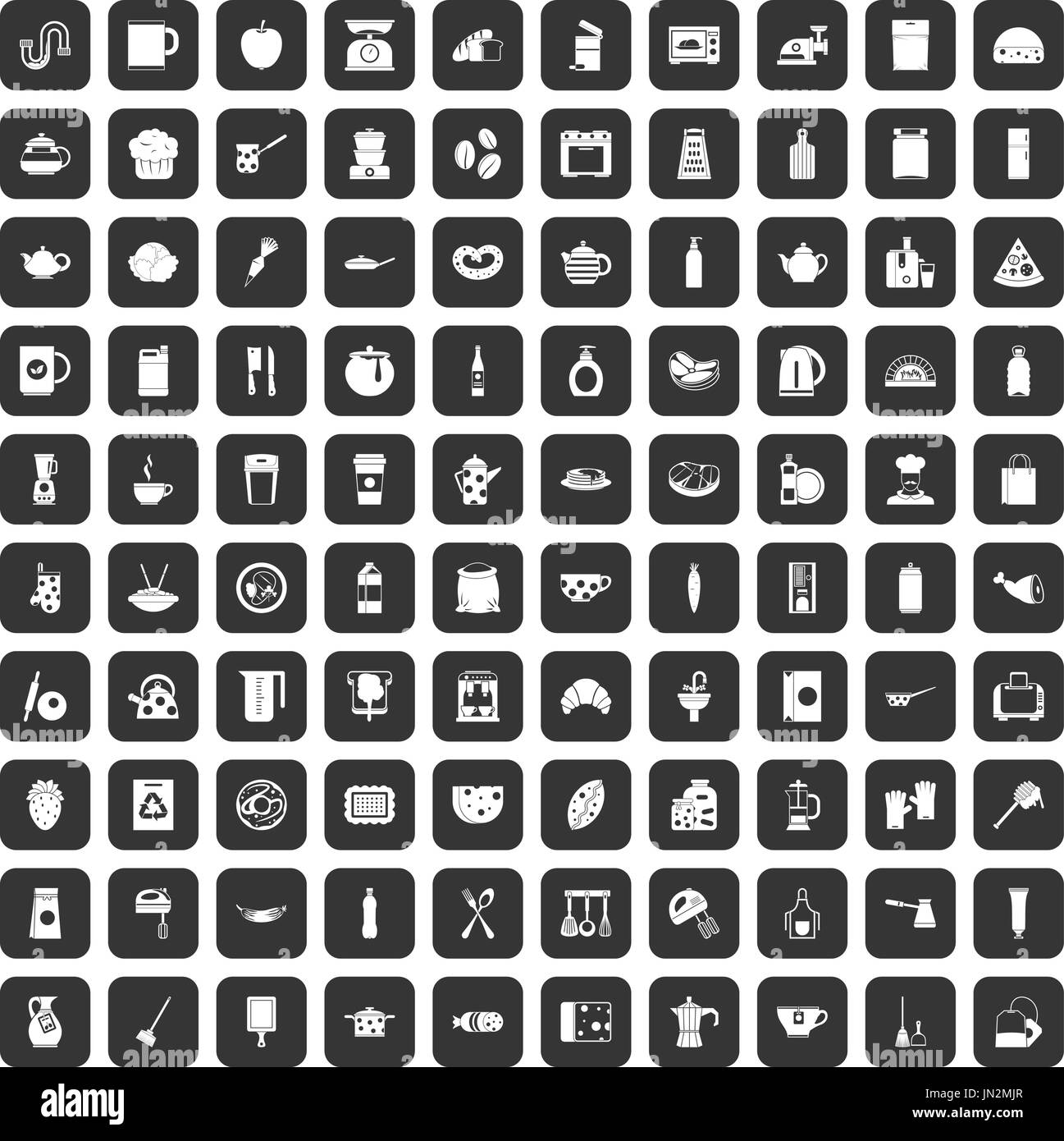 100 kitchen icons set black Stock Vector Image & Art - Alamy