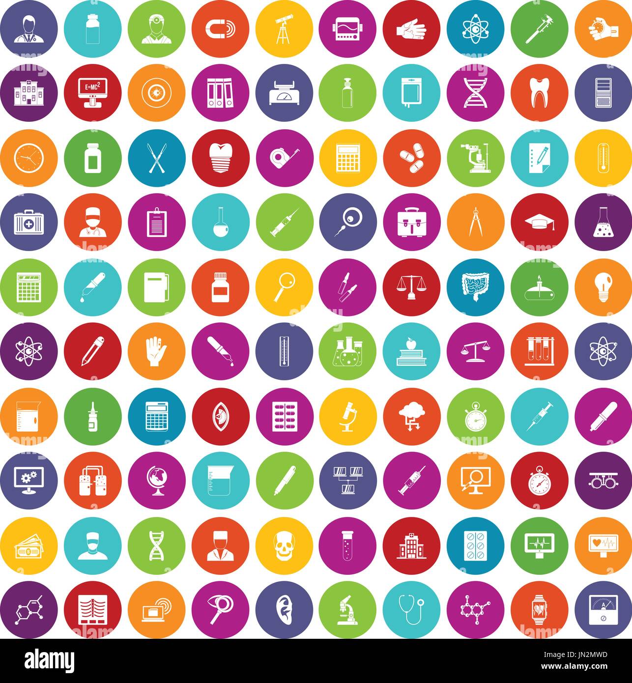 100 lab icons set color Stock Vector