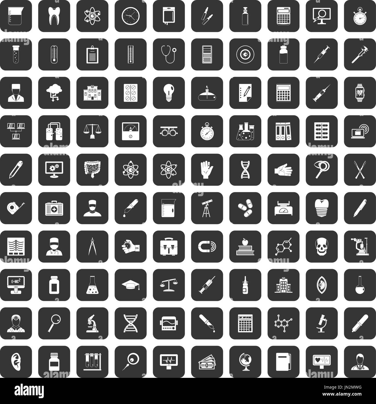 100 lab icons set black Stock Vector