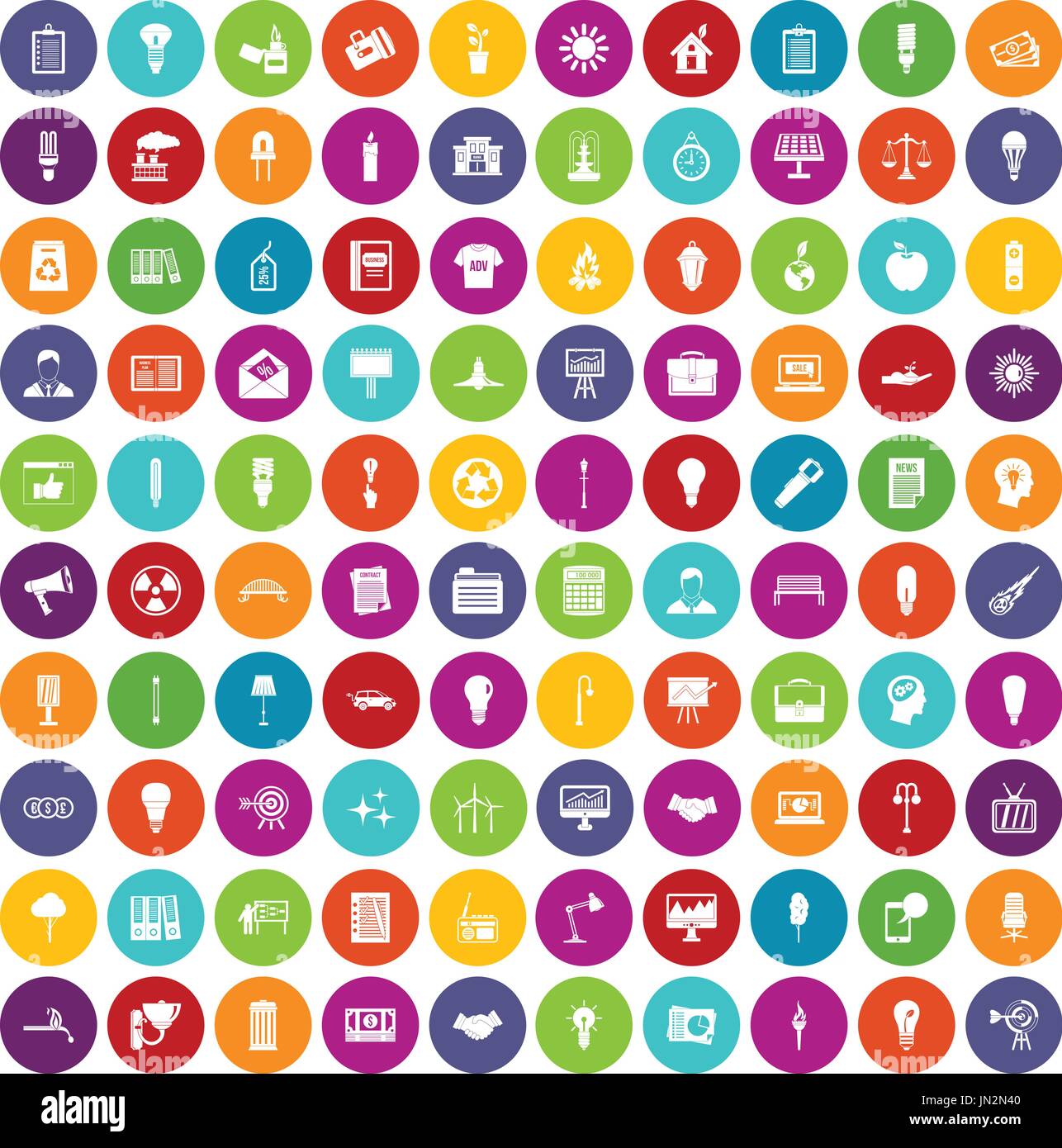 100 lamp icons set color Stock Vector