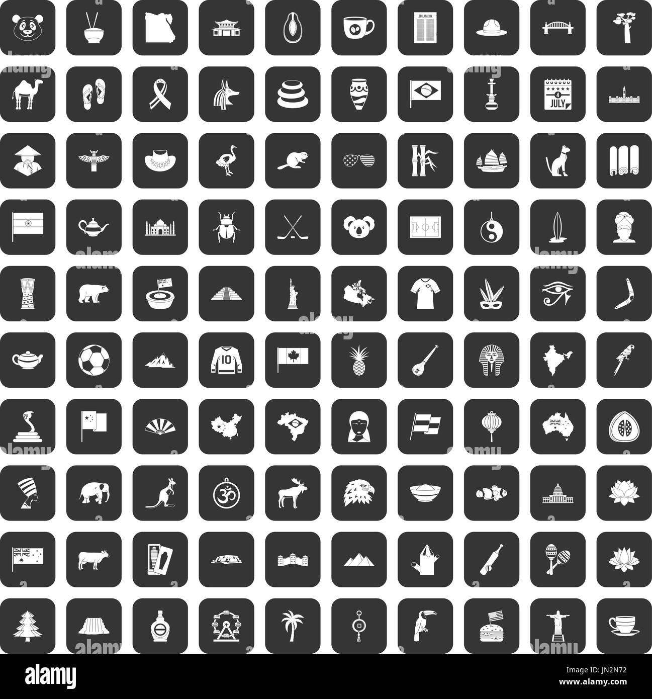 100 landmarks icons set black Stock Vector Image & Art - Alamy