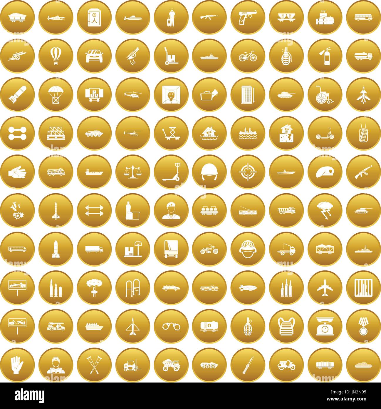 100 burden icons set gold Stock Vector