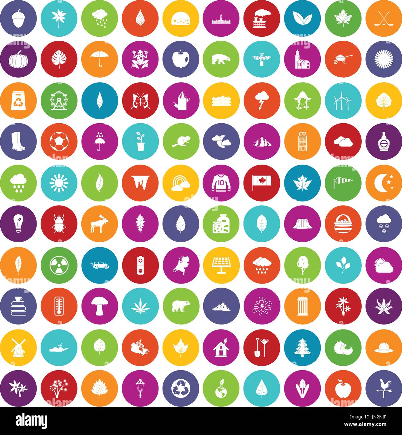 100 leaf icons set color Stock Vector