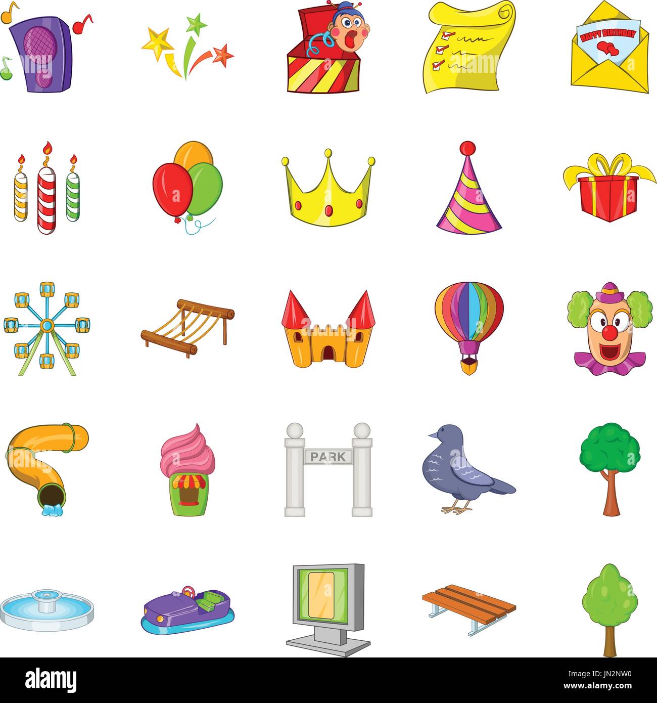 Amusement park icons set, cartoon style Stock Vector Image & Art - Alamy