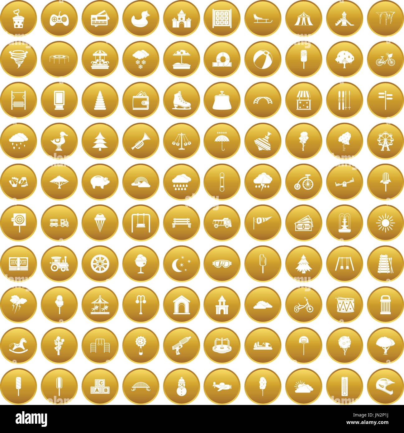 100 childrens park icons set gold Stock Vector Image & Art - Alamy