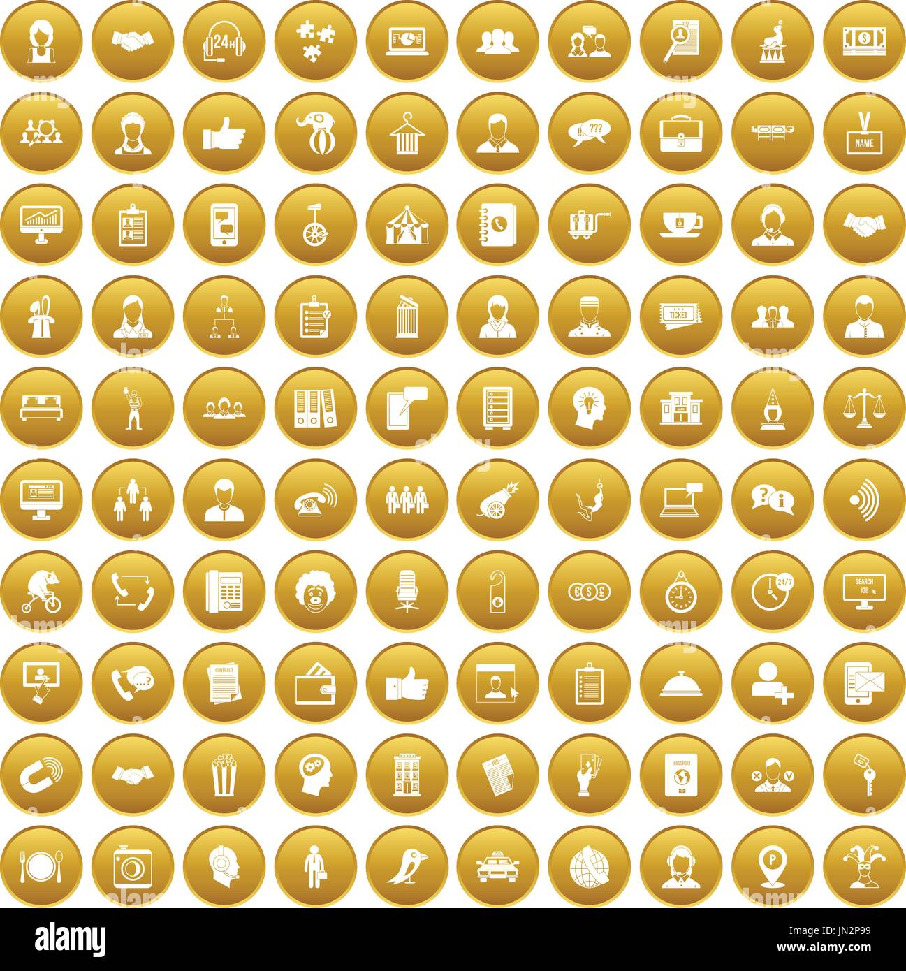 100 coherence icons set gold Stock Vector