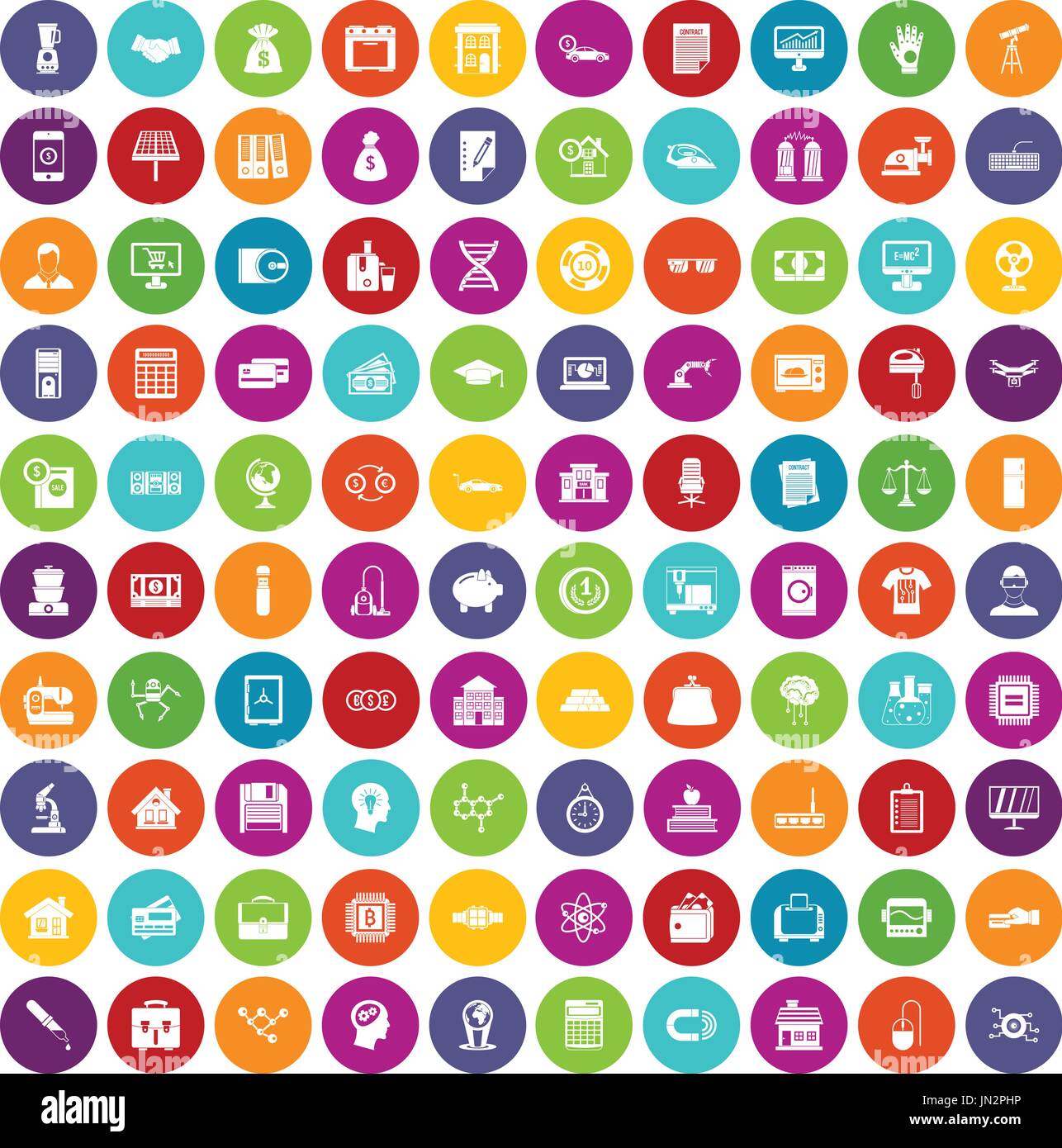 100 loans icons set color Stock Vector