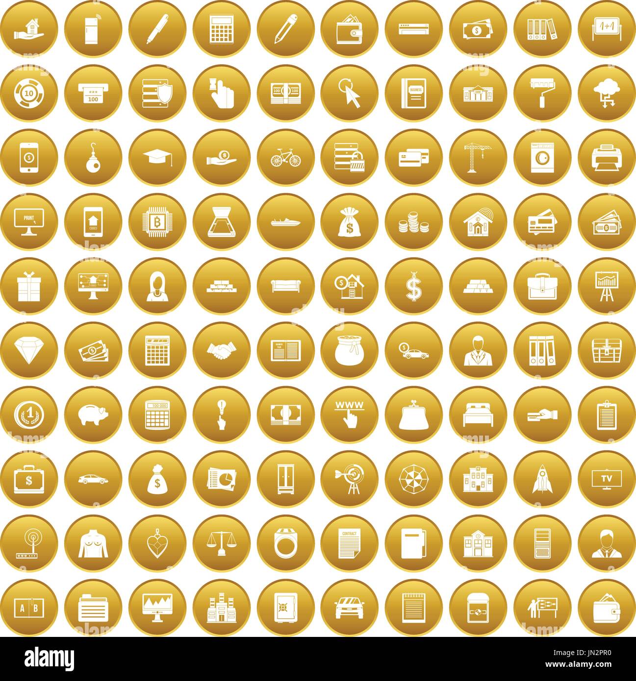 100 credit icons set gold Stock Vector