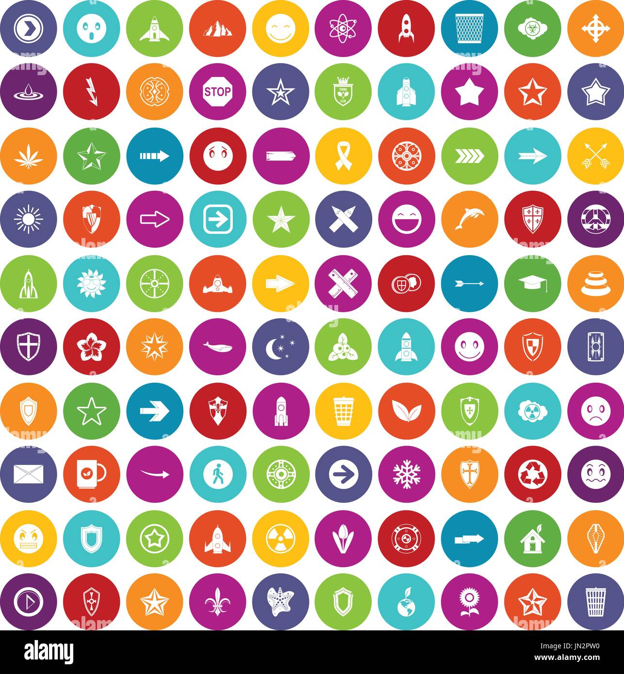 100 logotype icons set color Stock Vector
