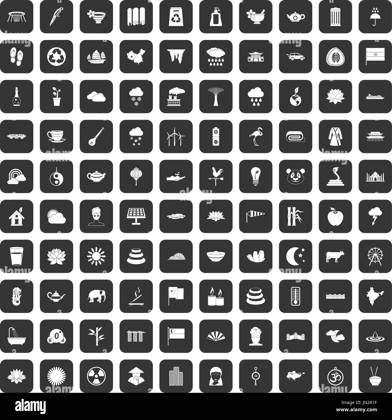 100 lotus icons set black Stock Vector Image & Art - Alamy