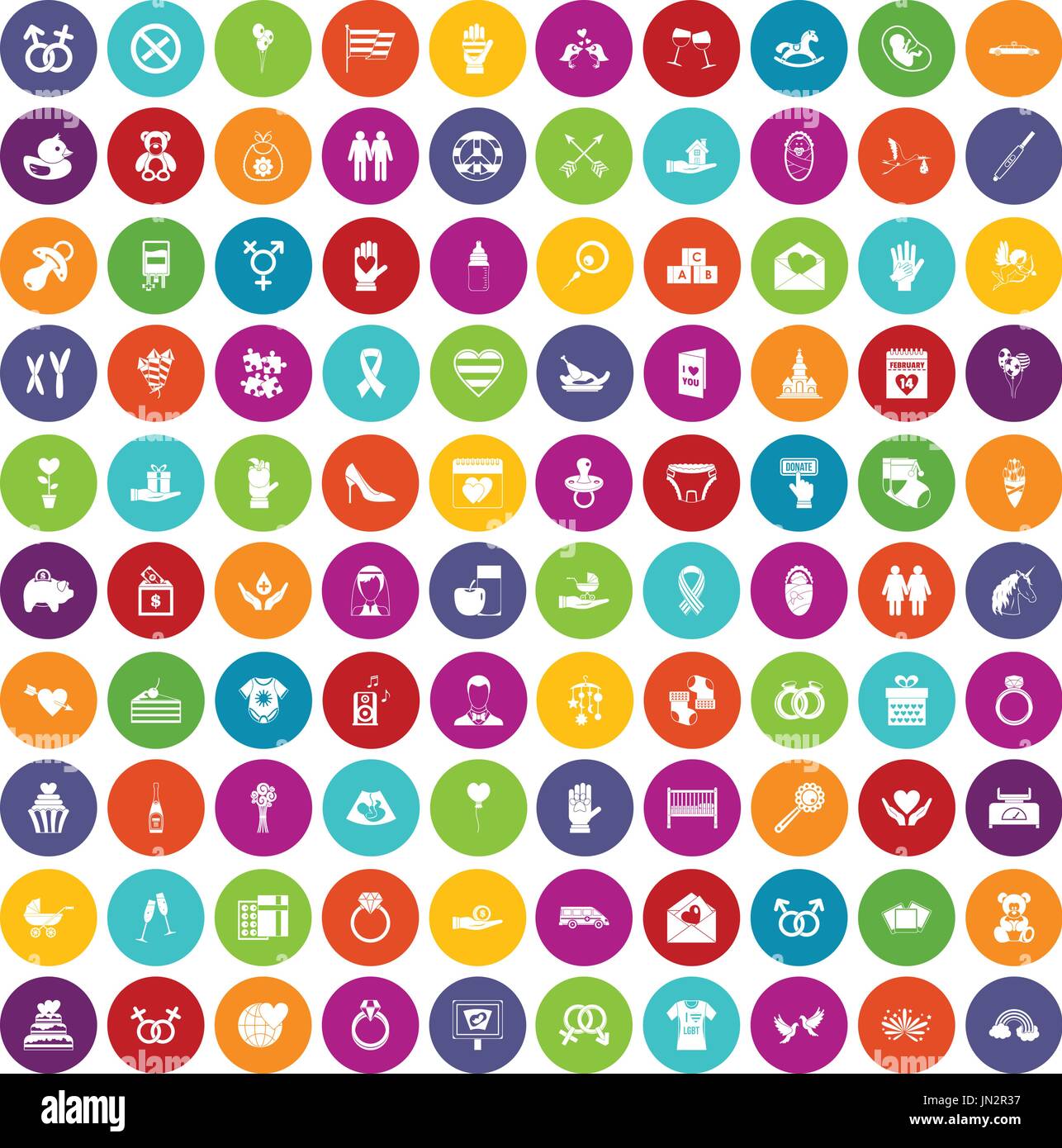 100 love icons set color Stock Vector