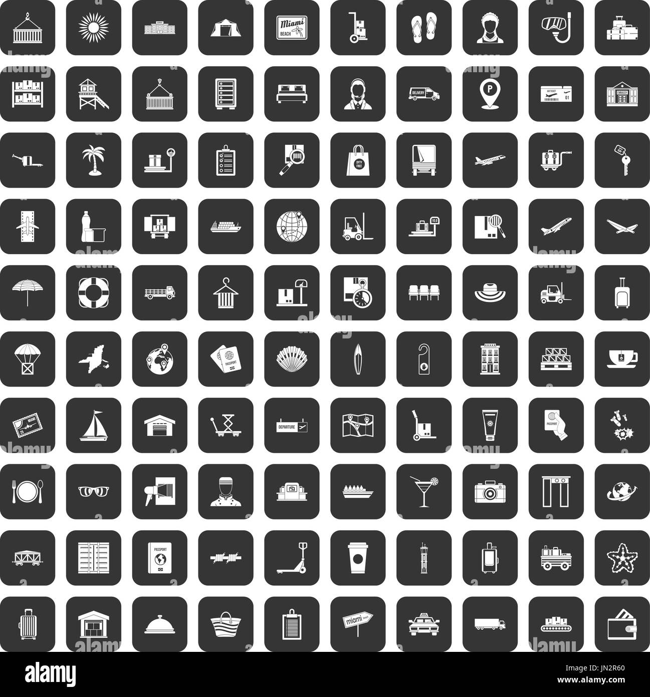 100 luggage icons set black Stock Vector Image & Art Alamy