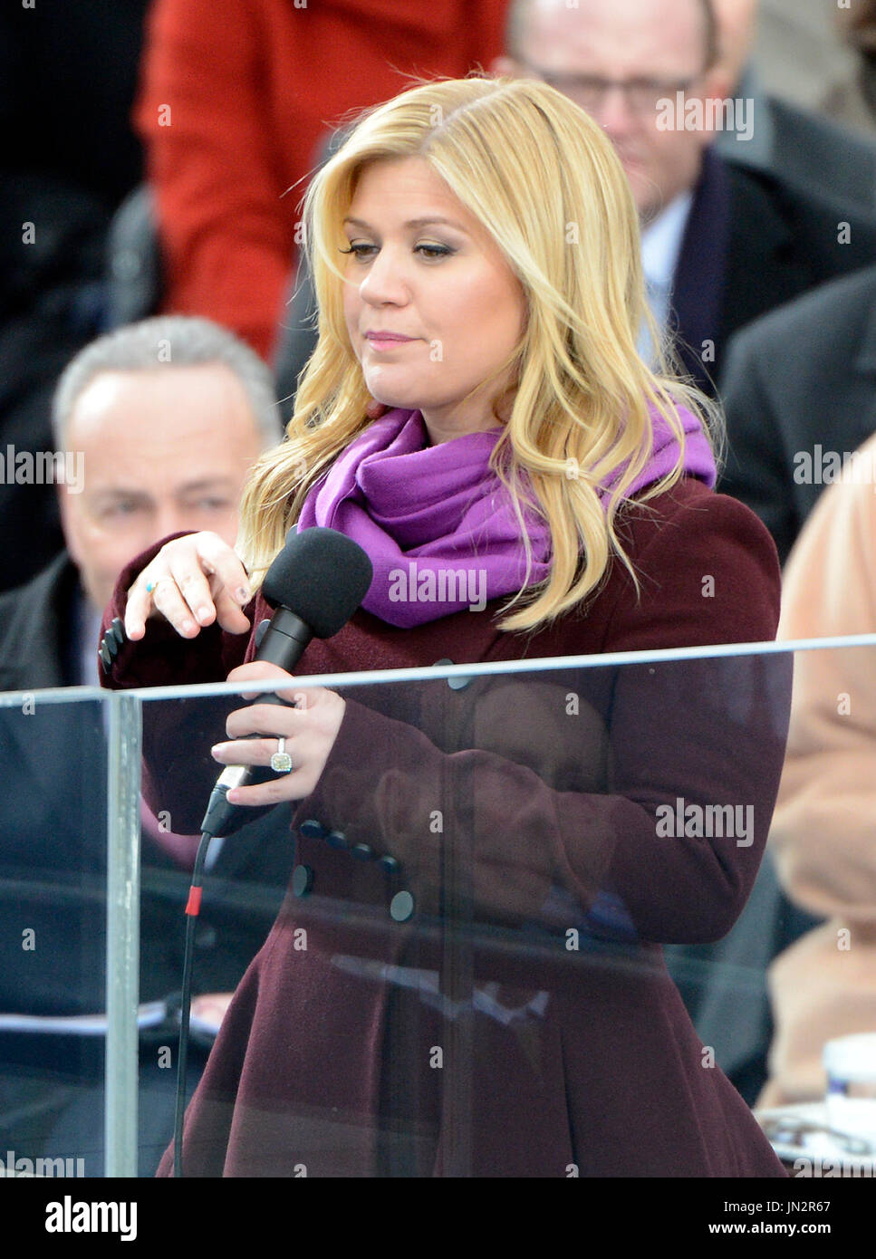 Kelly Clarkson sings after United States President Barack Obama took