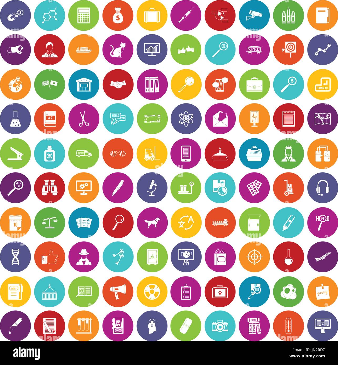 100 magnifier icons set color Stock Vector
