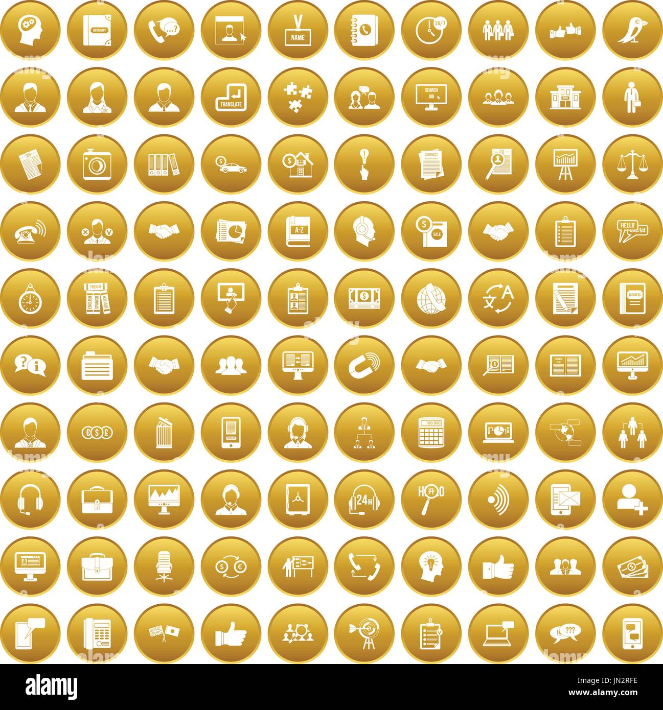 100 discussion icons set gold Stock Vector