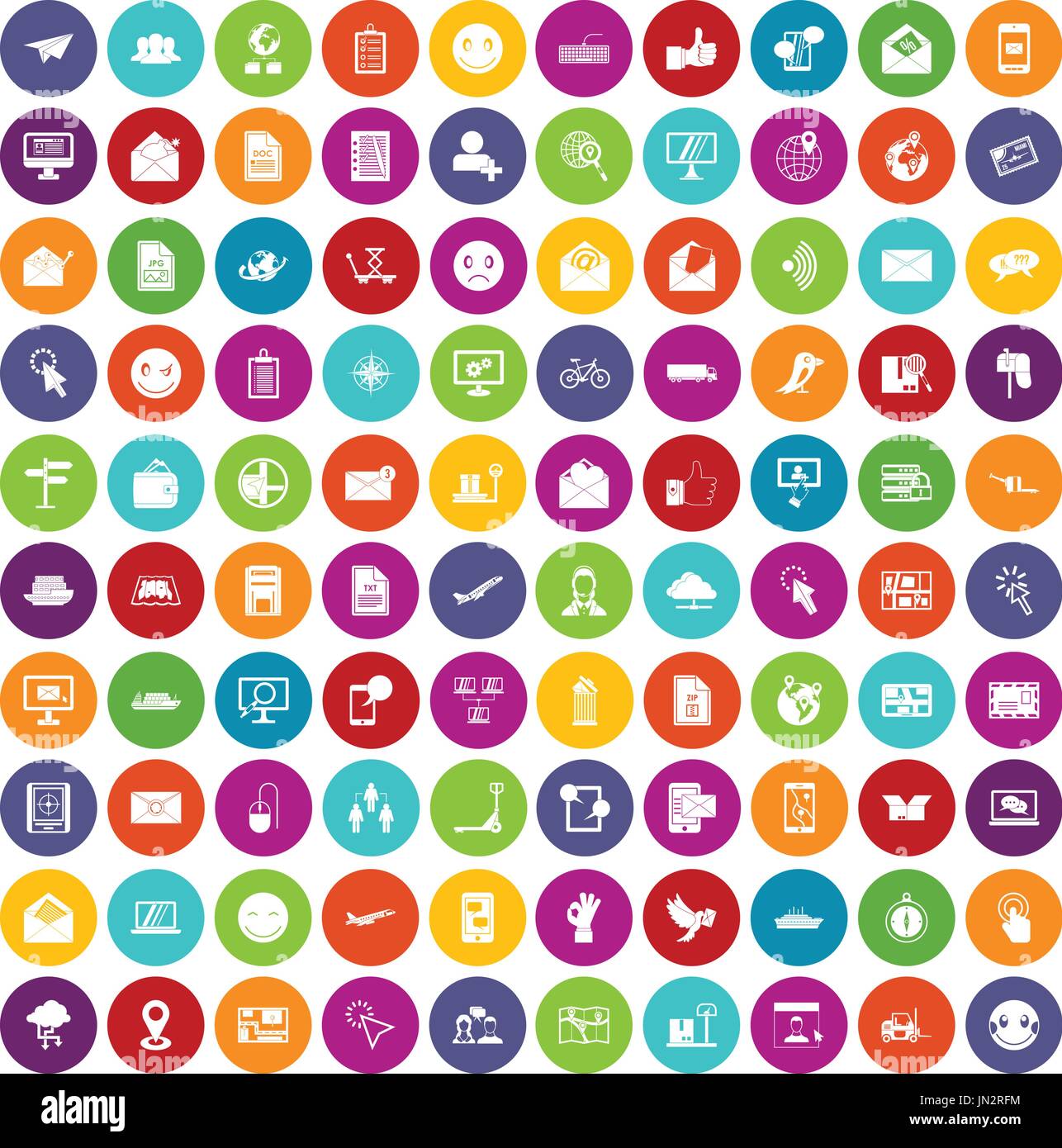 100 mail icons set color Stock Vector