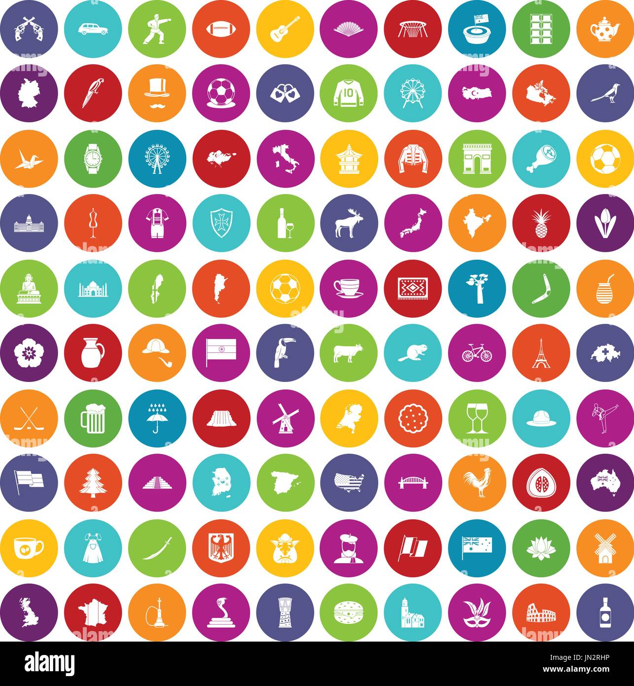 100 map icons set color Stock Vector