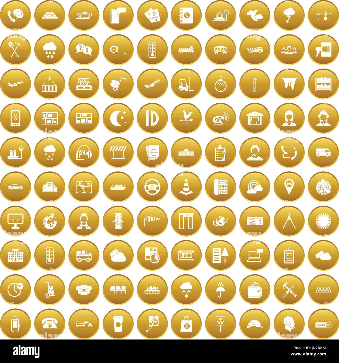 100 dispatcher icons set gold Stock Vector