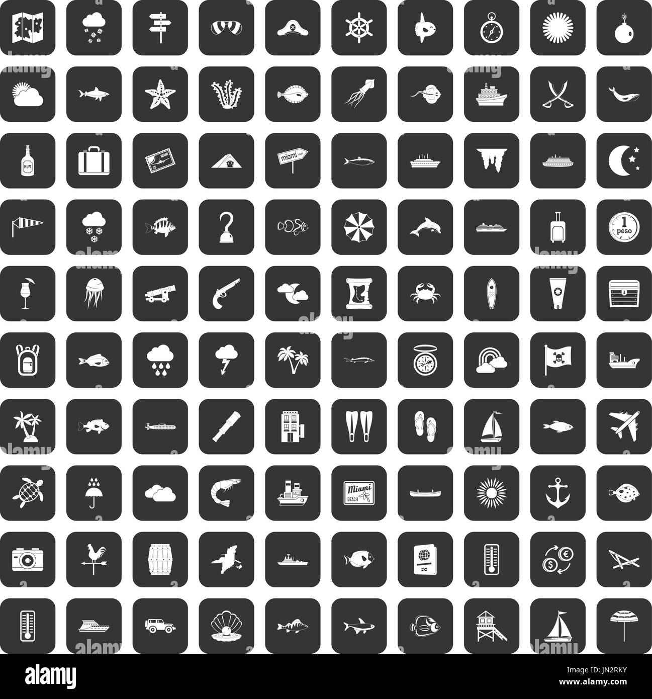 100 marine environment icons set black Stock Vector Image & Art - Alamy