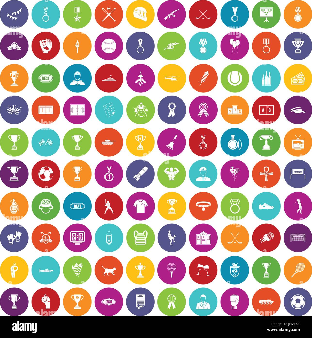 100 medal icons set color Stock Vector