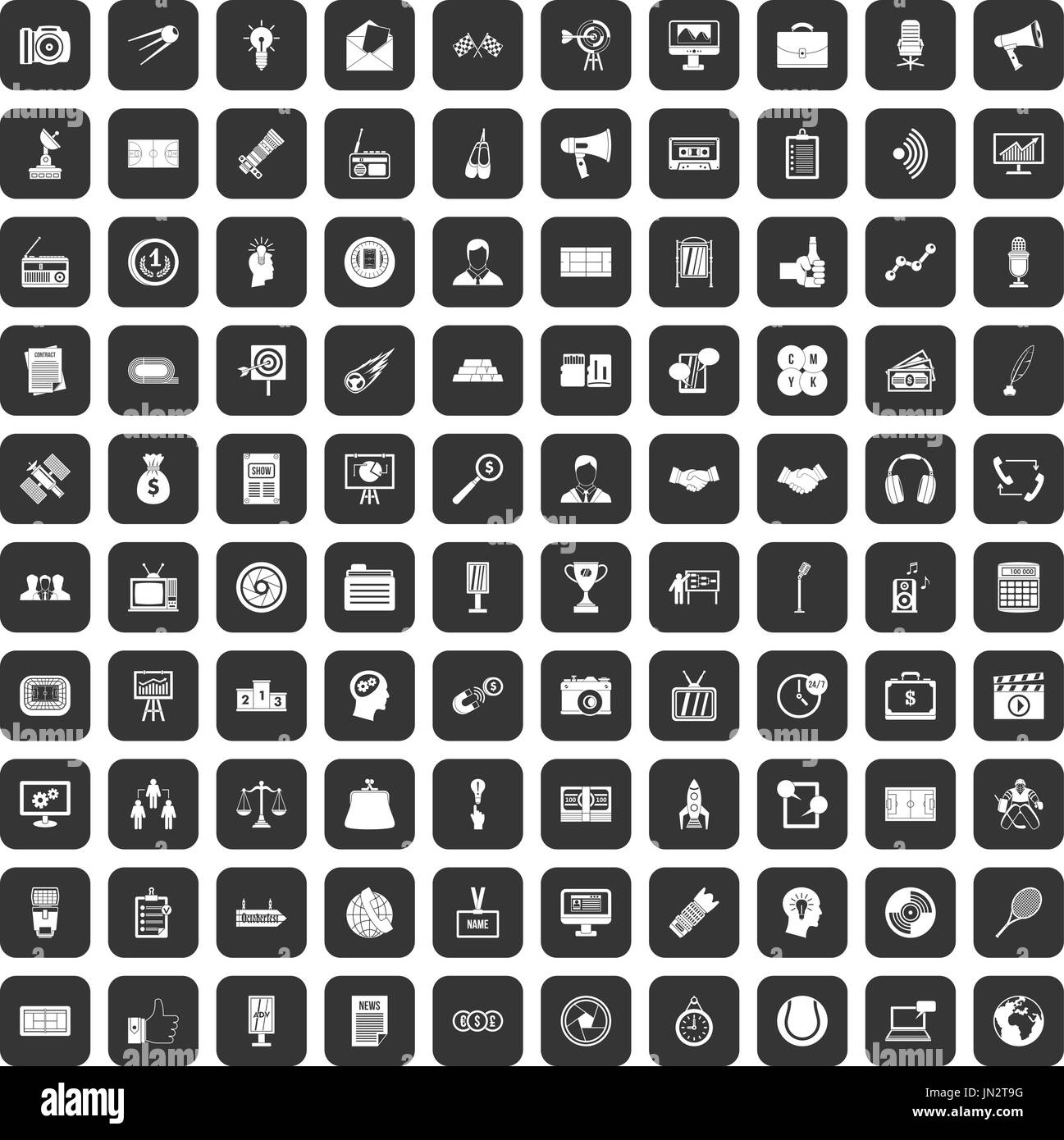 100 media icons set black Stock Vector Image & Art - Alamy