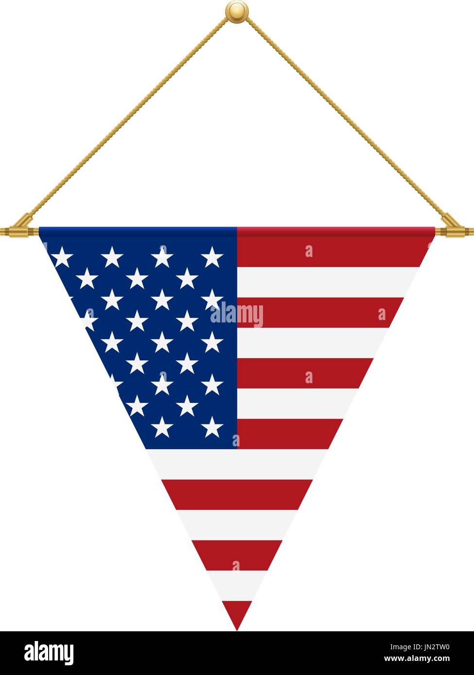 Flag design. American triangle flag hanging. Isolated template for your designs. Vector