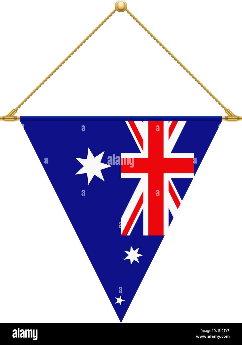 Flag design. Australian triangle flag hanging. Isolated template for