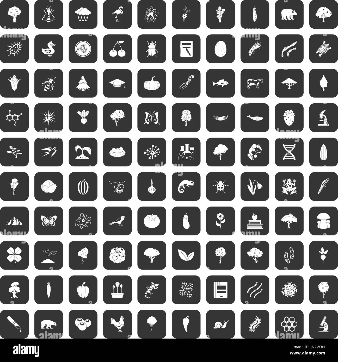 100 microbiology icons set black Stock Vector Image & Art - Alamy