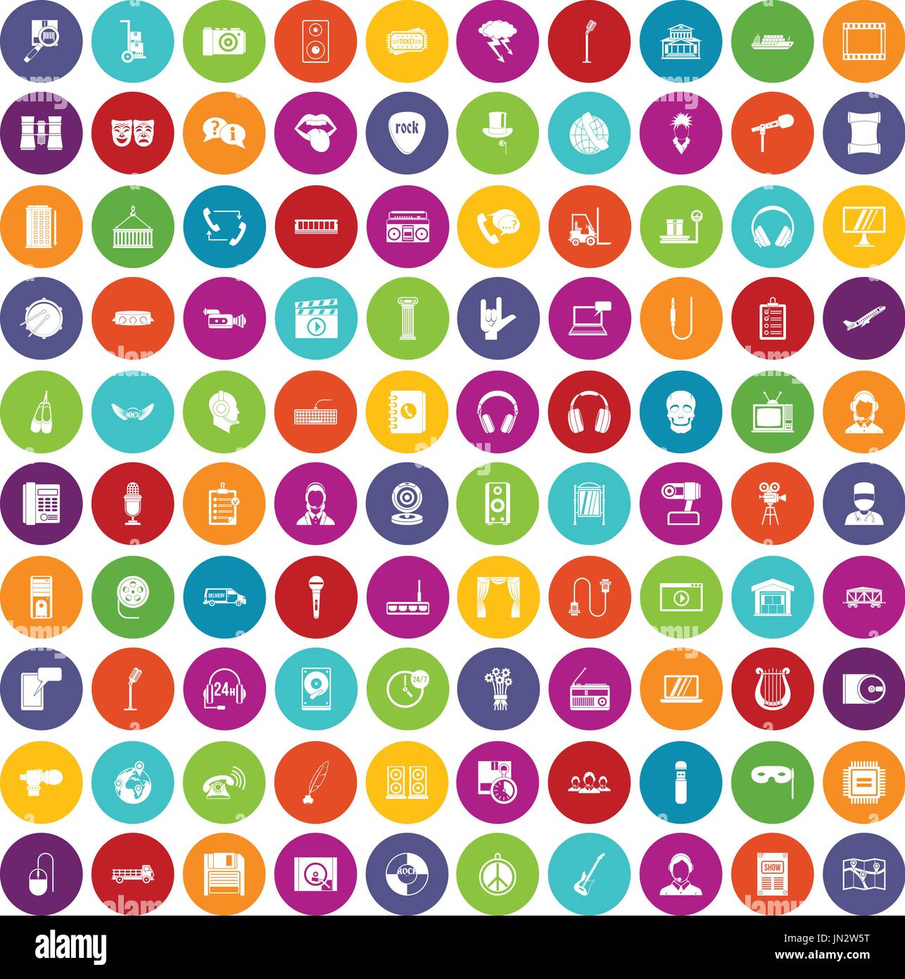100 microphone icons set color Stock Vector