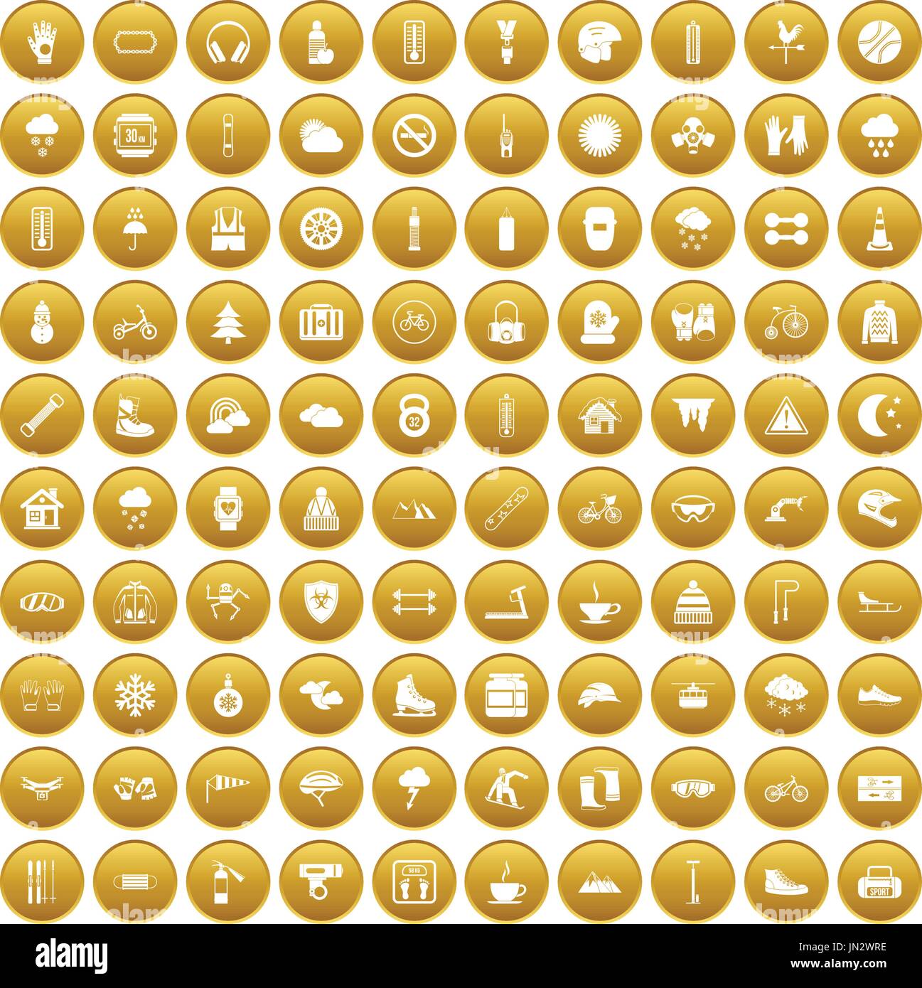 100 glove icons set gold Stock Vector