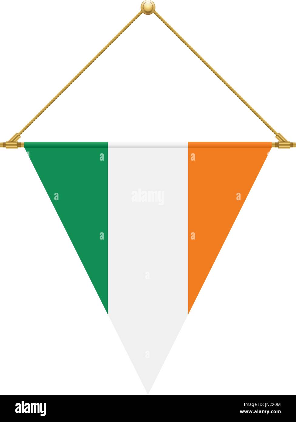 Flag design. Irish triangle flag hanging. Isolated template for your designs. Vector