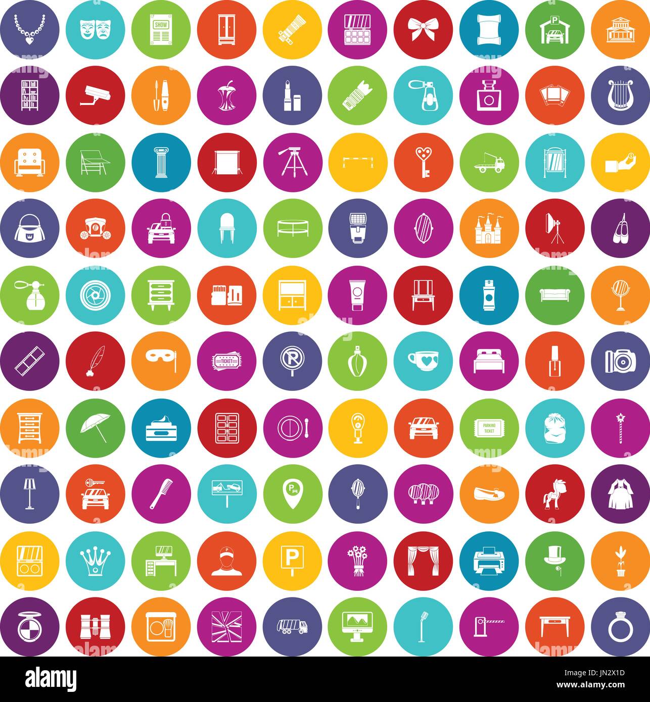 100 mirror icons set color Stock Vector