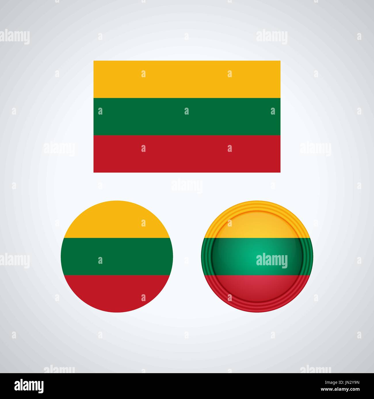 Flag design. Lithuanian flag set. Isolated template for your designs. Vector illustration. Stock Vector