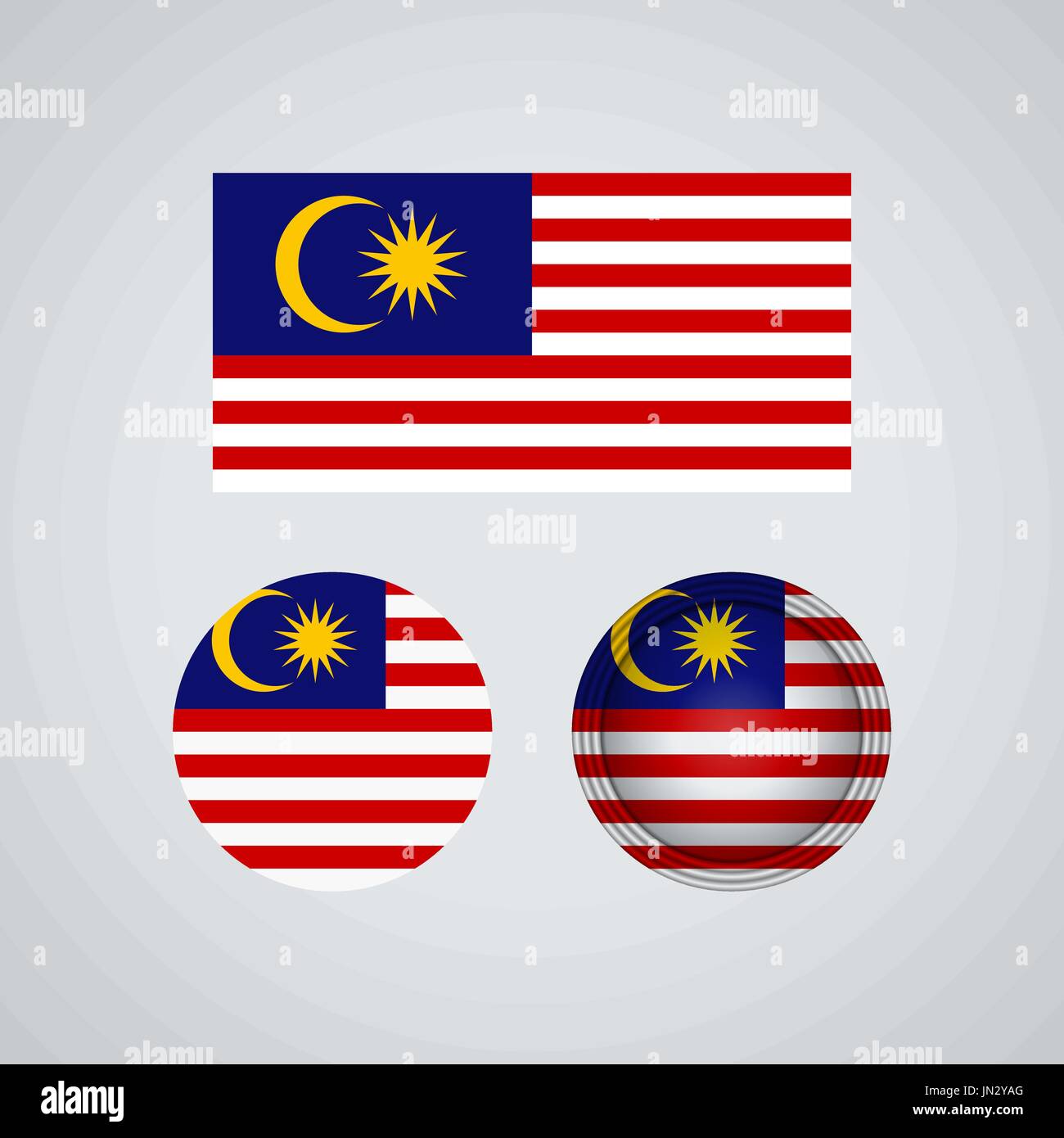Flag design. Malaysian flag set. Isolated template for your designs. Vector illustration Stock