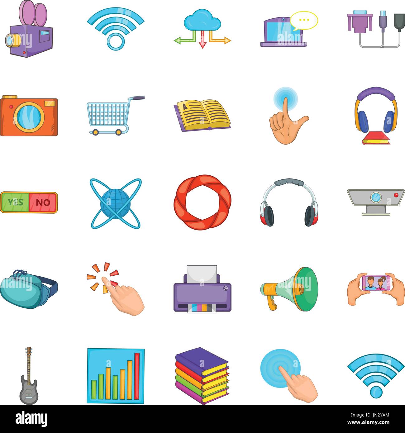Attachment icons set, cartoon style Stock Vector
