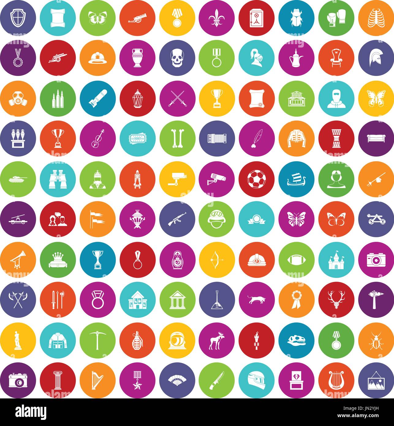 100 museum icons set color Stock Vector