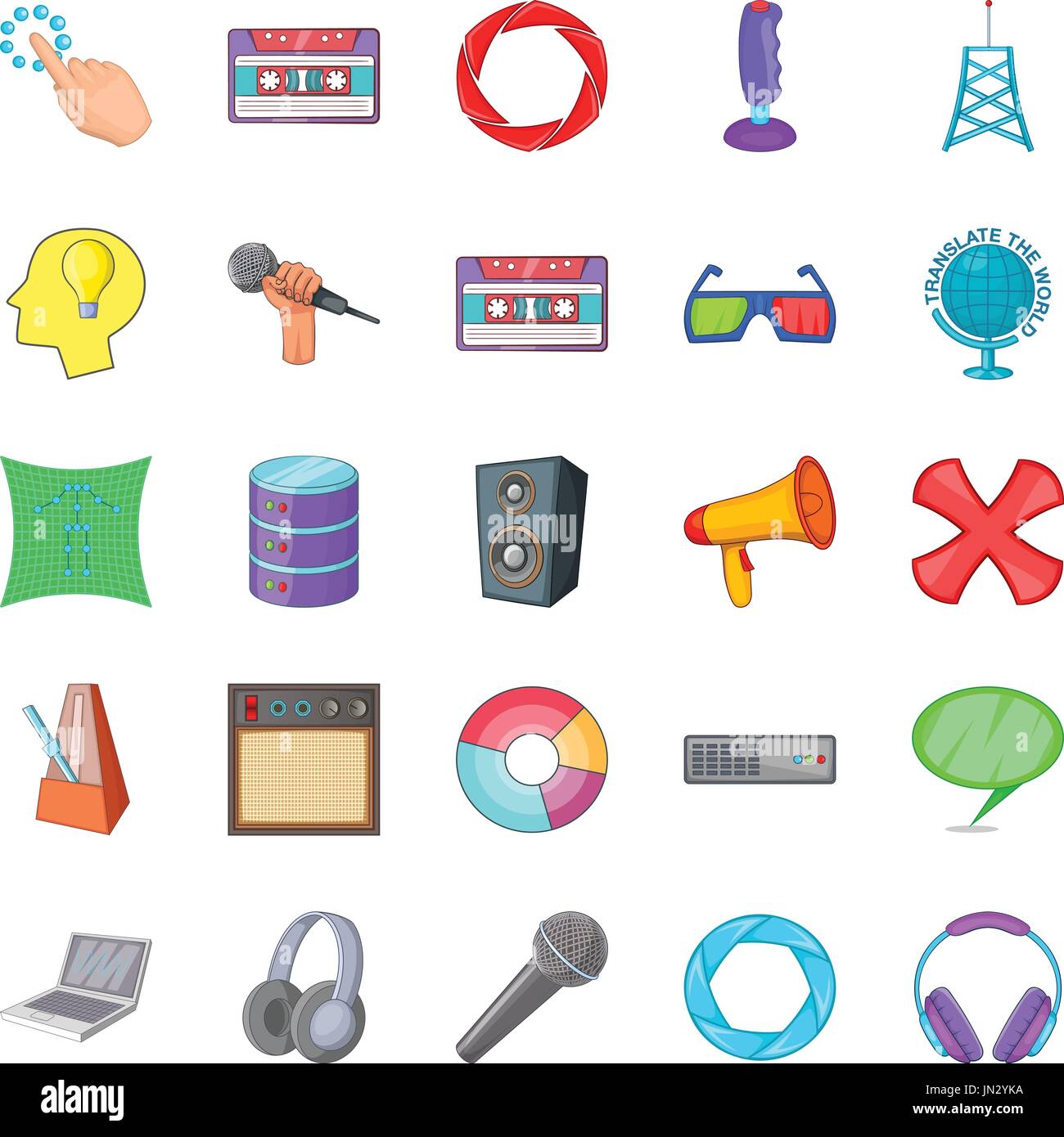 Applications icons set, cartoon style Stock Vector