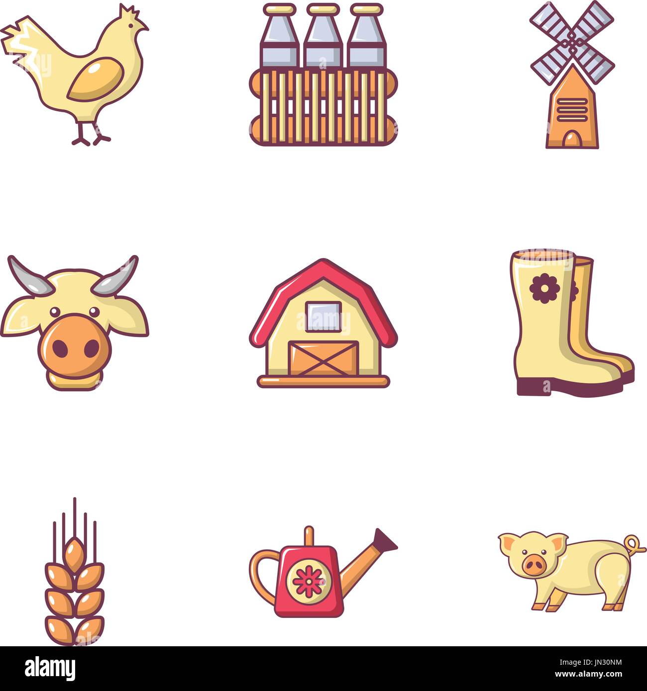 Village farm icons set, flat style Stock Vector Image & Art - Alamy