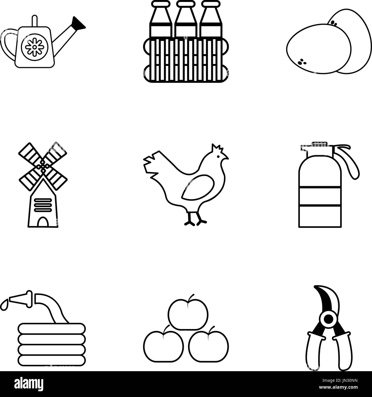 Village farm icons set, outline style Stock Vector Image & Art - Alamy