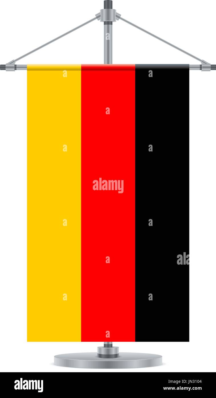 Flag design. German flag on the cross metallic pole. Isolated template for your designs. Vector illustration. Stock Vector